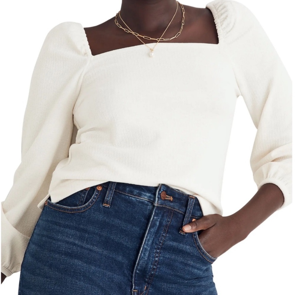 NEW Madewell Top Square Neck Full Sleeve Size XXSmall